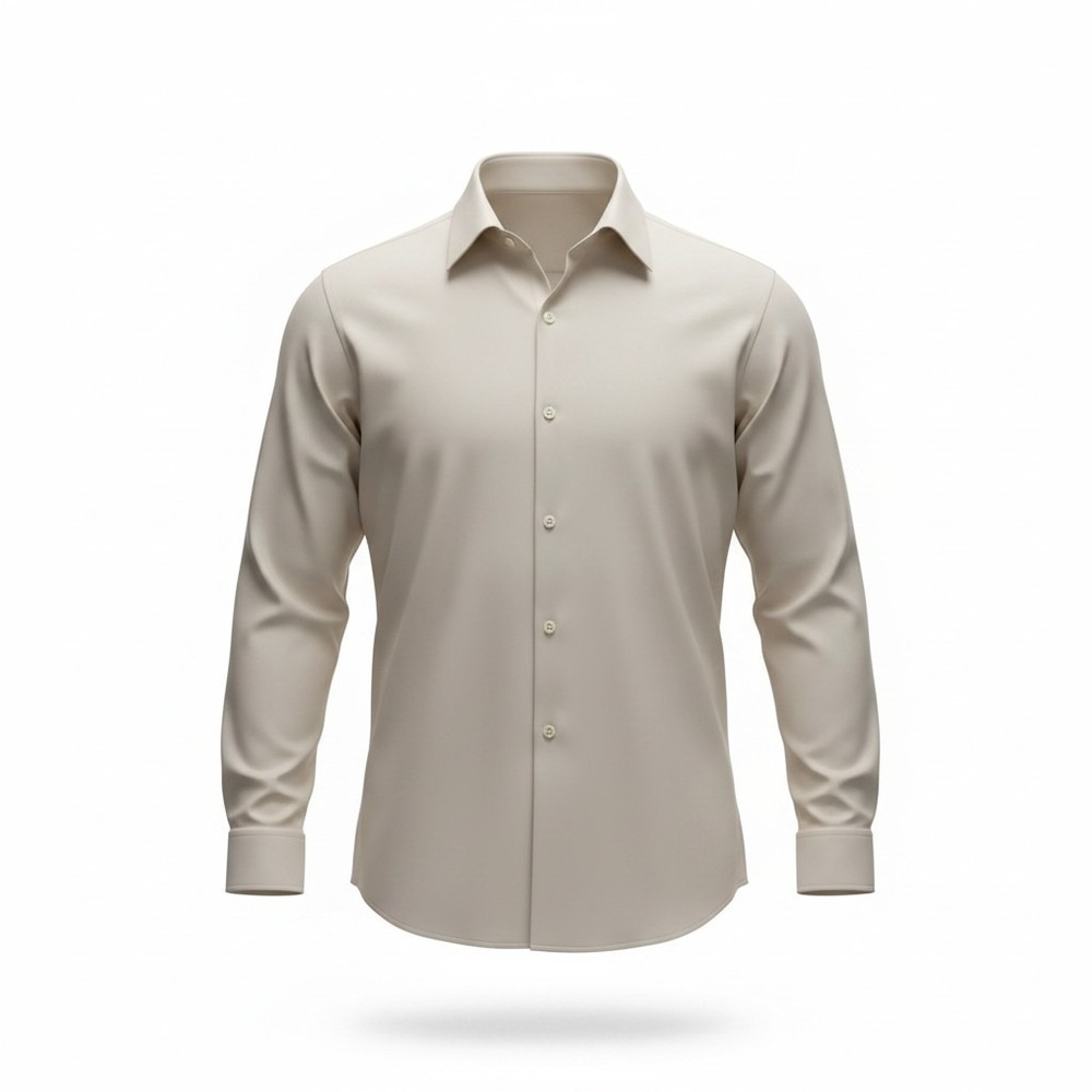 Material London Men's XXL‎ Beige Long Sleeve Stretch Dress Shirt 18 34/35 Cotton